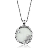3W907 - Rhodium Brass Magnifier pendant with Top Grade Crystal in Clear - Alamode - Flyclothing LLC