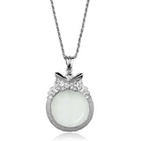 3W921 - Rhodium Brass Magnifier pendant with Top Grade Crystal in Clear - Alamode - Flyclothing LLC