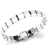 3W985 - High polished (no plating) Stainless Steel Bracelet with Ceramic in White - Alamode - Flyclothing LLC