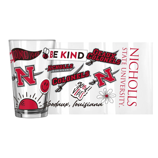 Nicholls State 16oz Native Pint Glass - Logo Brands - Flyclothing LLC