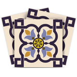 7" X 7" Azul Flora Peel and Stick Removable Tiles - Homeroots