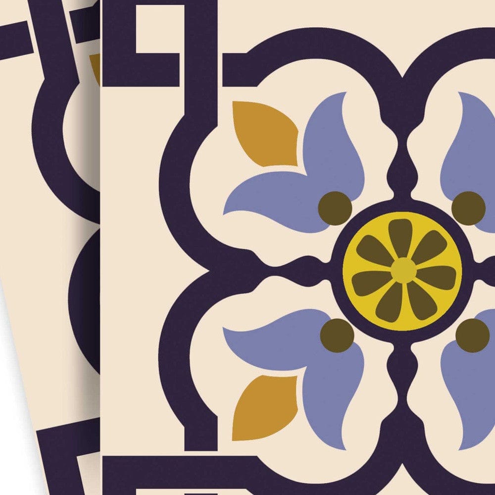 8" X 8" Azul Flora Peel and Stick Removable Tiles - Homeroots