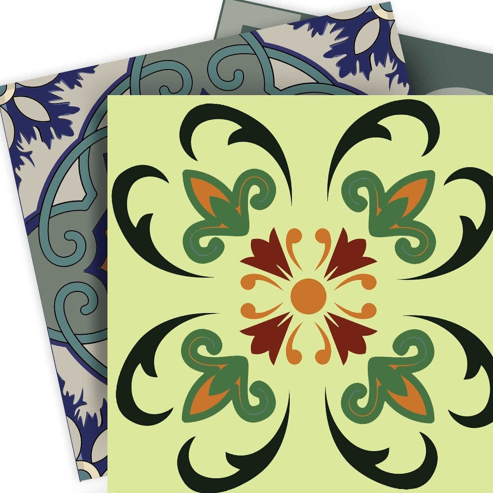 5" X 5" Auguri Flora Peel and Stick Removable Tiles - Homeroots