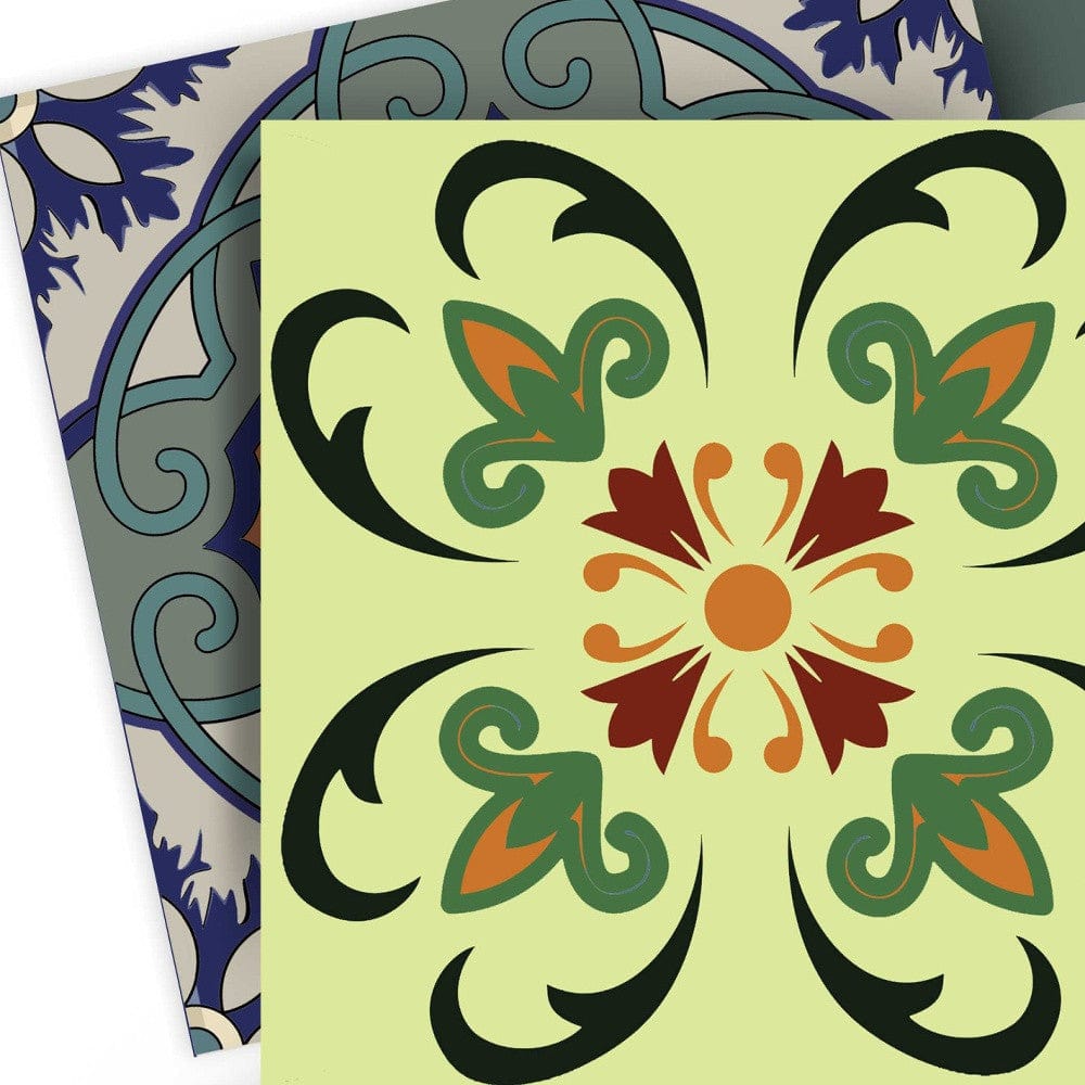 7" X 7" Auguri Flora Peel and Stick Removable Tiles - Homeroots