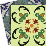 7" X 7" Auguri Flora Peel and Stick Removable Tiles - Homeroots