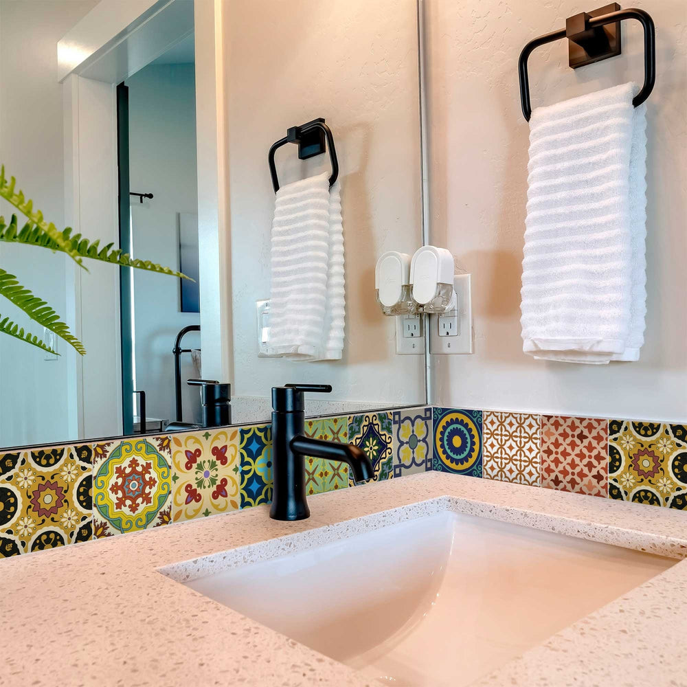 4" X 4" Auguri Mix Peel and Stick Removable Tiles - Homeroots