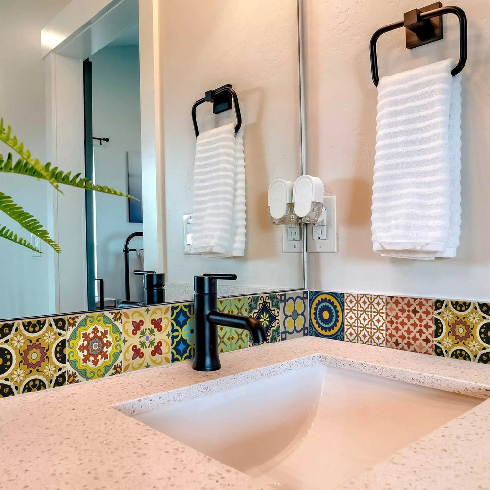 5" X 5" Auguri Mix Peel and Stick Removable Tiles - Homeroots