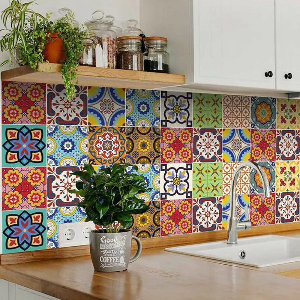 5" X 5" Auguri Geo Peel and Stick Removable Tiles - Homeroots