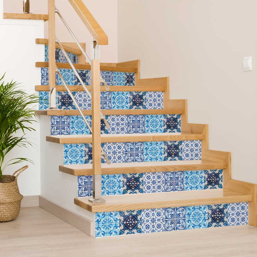 8" X 8" Mediterranean Blues Mosaic Peel and Stick Tiles - Homeroots - Flyclothing LLC