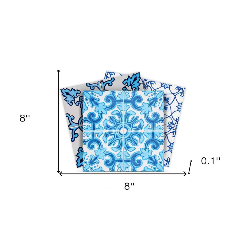 8" X 8" Mediterranean Blues Mosaic Peel and Stick Tiles - Homeroots - Flyclothing LLC