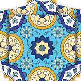 7" X 7" Aqua Floral Peel and Stick Removable Tiles - Homeroots