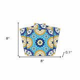 8" X 8" Aqua Floral Peel and Stick Removable Tiles - Homeroots