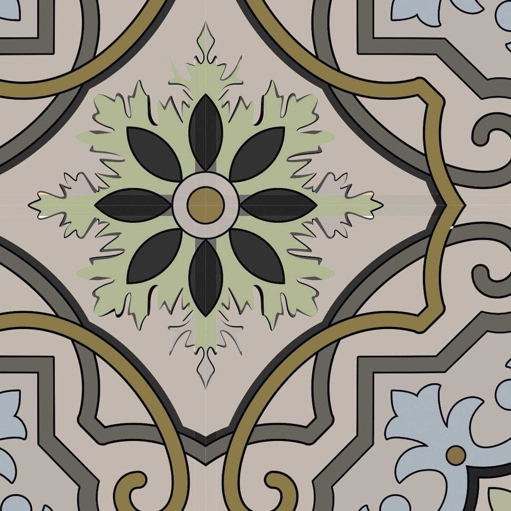 4" X 4" Taupe and Blue Scroll Peel and Stick Tiles - Homeroots - Flyclothing LLC