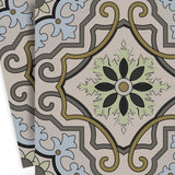 7" X 7" Taupe and Blue Scroll Peel and Stick Tiles - Homeroots - Flyclothing LLC