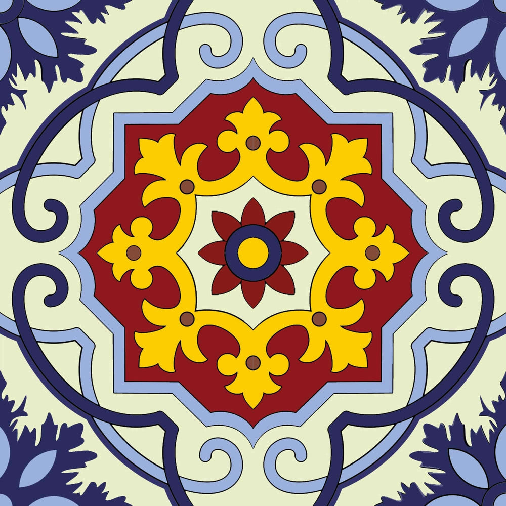 6" X 6" Blue And Yellow Mosaic Peel And Stick Removable Tiles - Homeroots - Flyclothing LLC