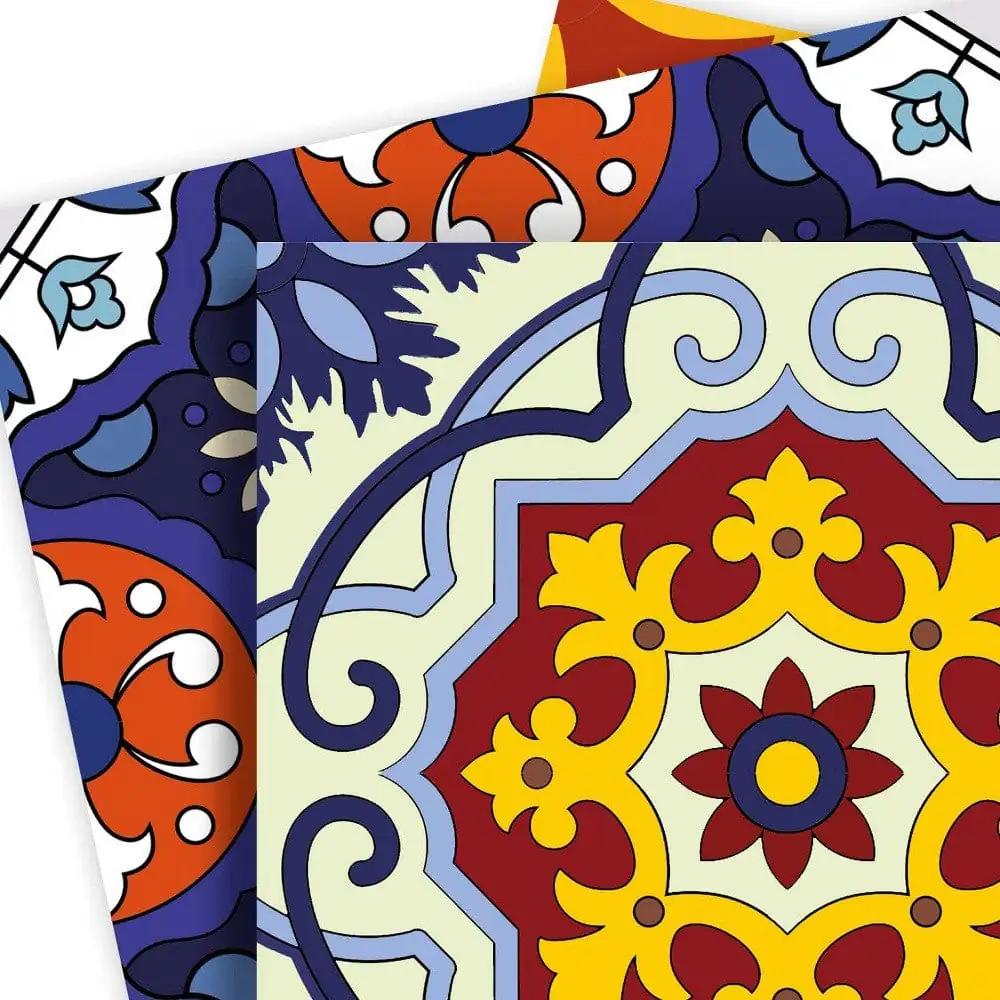 8" X 8" Blue And Yellow Mosaic Peel And Stick Removable Tiles - Homeroots - Flyclothing LLC