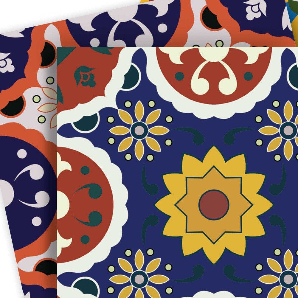 4" X 4" Blue Red Yellow Mosaic Peel And Stick Tiles - Homeroots - Flyclothing LLC