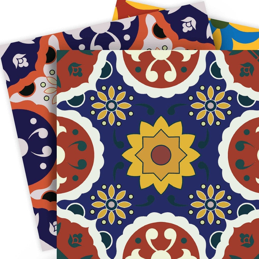 4" X 4" Blue Red Yellow Mosaic Peel And Stick Tiles - Homeroots - Flyclothing LLC