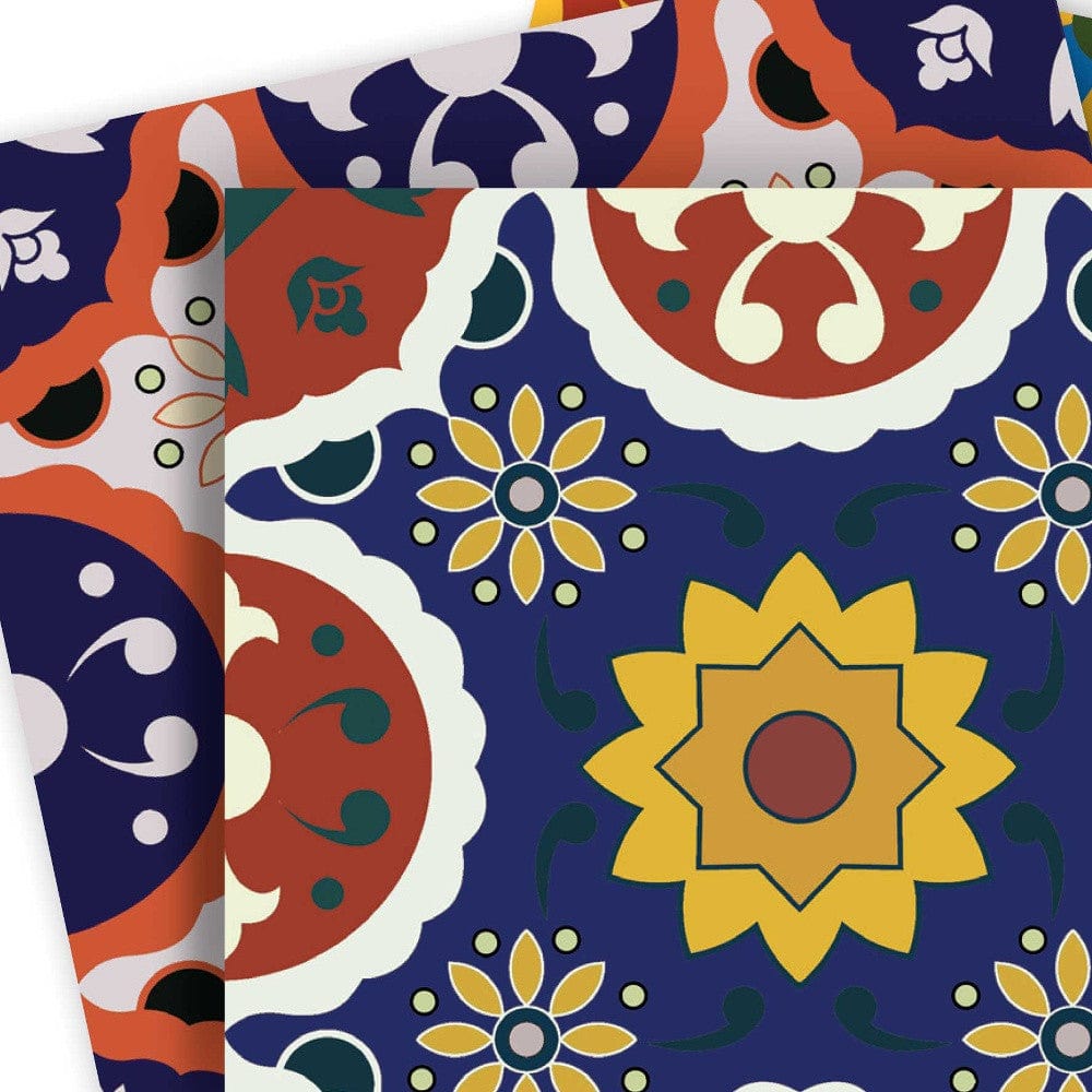 5" X 5" Blue Red Yellow Mosaic Peel And Stick Tiles - Homeroots - Flyclothing LLC