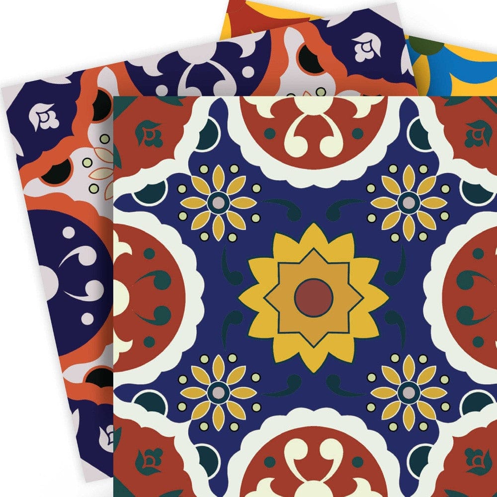 7" X 7" Blue Red Yellow Mosaic Peel And Stick Tiles - Homeroots - Flyclothing LLC