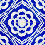 4" X 4" Blue And White Gerbera Peel And Stick Removable Tiles - Homeroots