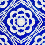 8" X 8" Blue And White Gerbera Peel And Stick Removable Tiles - Homeroots