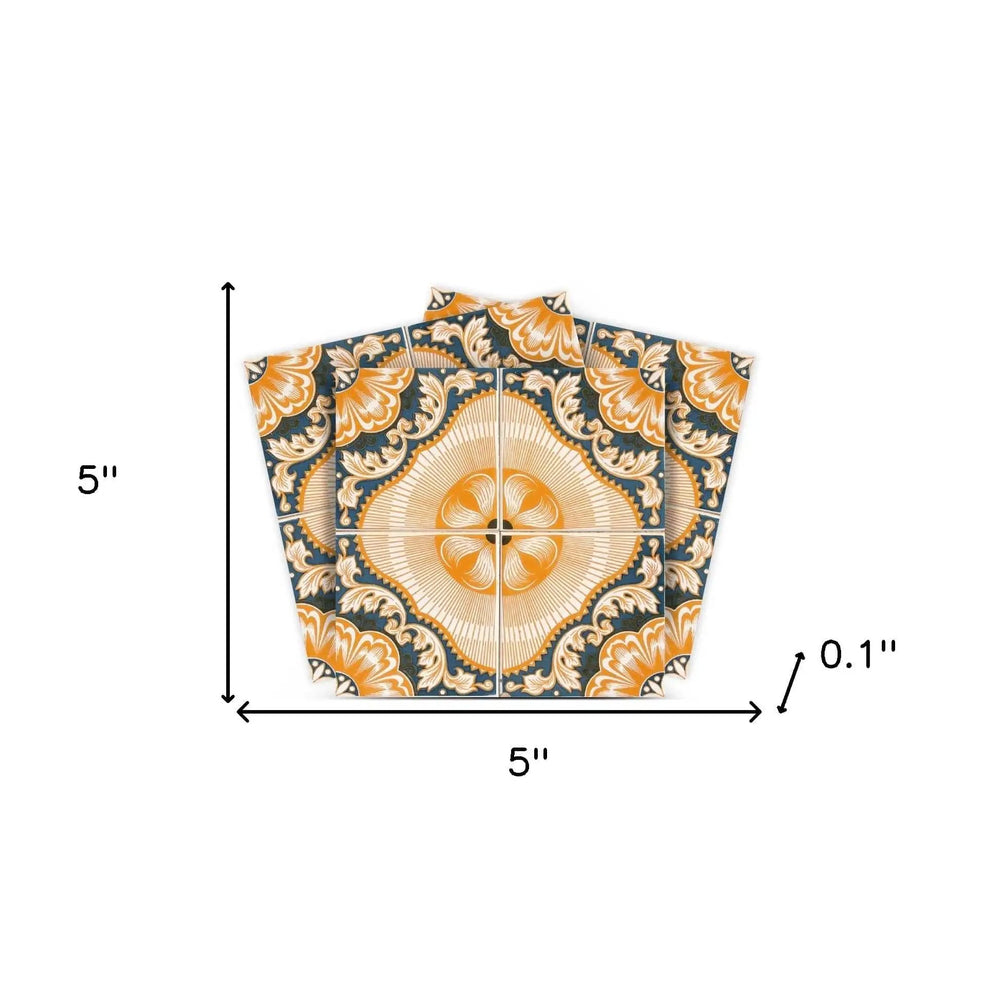 5" X 5" Golden Deco Peel And Stick Removable Tiles - Homeroots