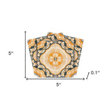 5" X 5" Golden Deco Peel And Stick Removable Tiles - Homeroots