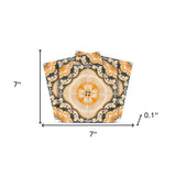 7" X 7" Golden Deco Peel And Stick Removable Tiles - Homeroots