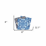 4" X 4" Blues and Crema Peel And Stick Removable Tiles - Homeroots