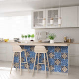 5" X 5" Blues and Crema Peel And Stick Removable Tiles - Homeroots