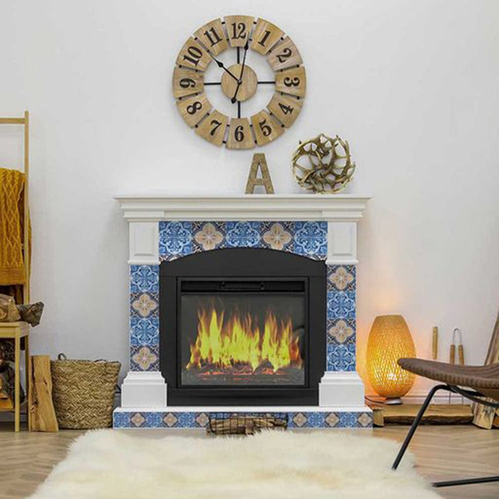 8" X 8" Blues and Crema Peel And Stick Removable Tiles - Homeroots