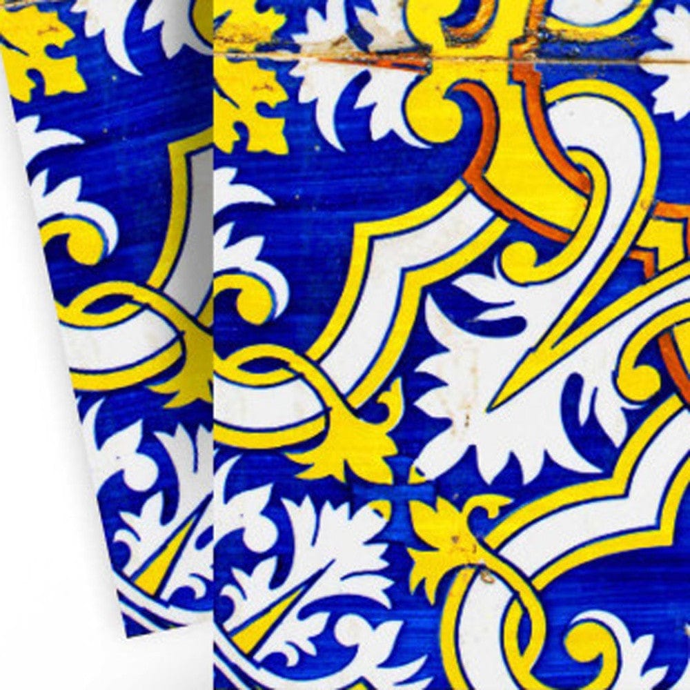 5" X 5" Blue and Yellow Links Peel And Stick Tiles - Homeroots - Flyclothing LLC