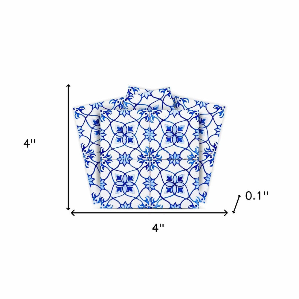 4" X 4" Blue Micro Peel And Stick Removable Tiles - Homeroots