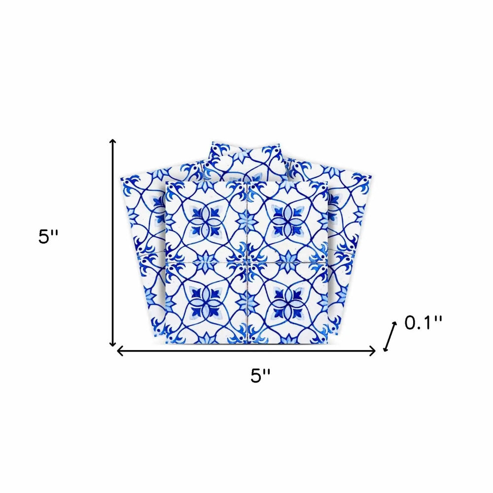 5" X 5" Blue Micro Peel And Stick Removable Tiles - Homeroots