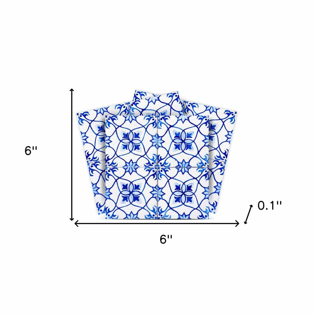 6" X 6" Blue Micro Peel And Stick Removable Tiles - Homeroots