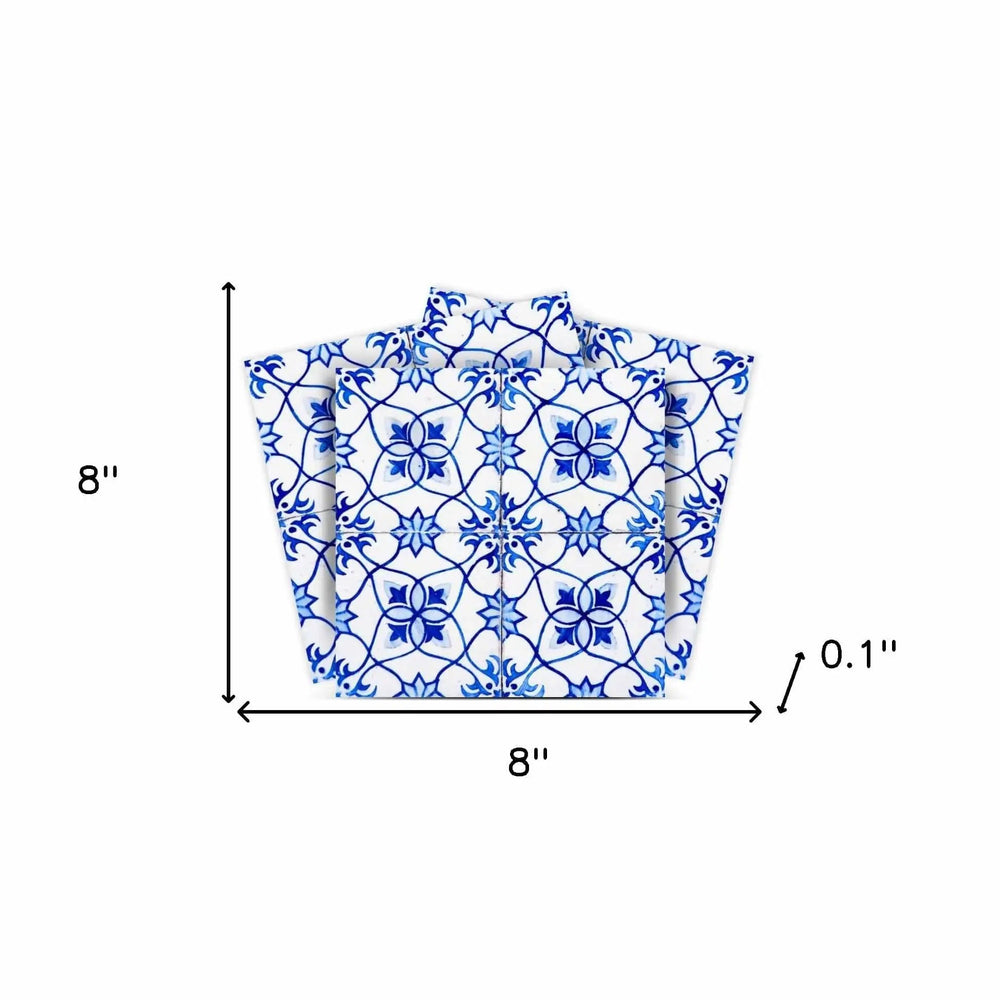 8" X 8" Blue Micro Peel And Stick Removable Tiles - Homeroots