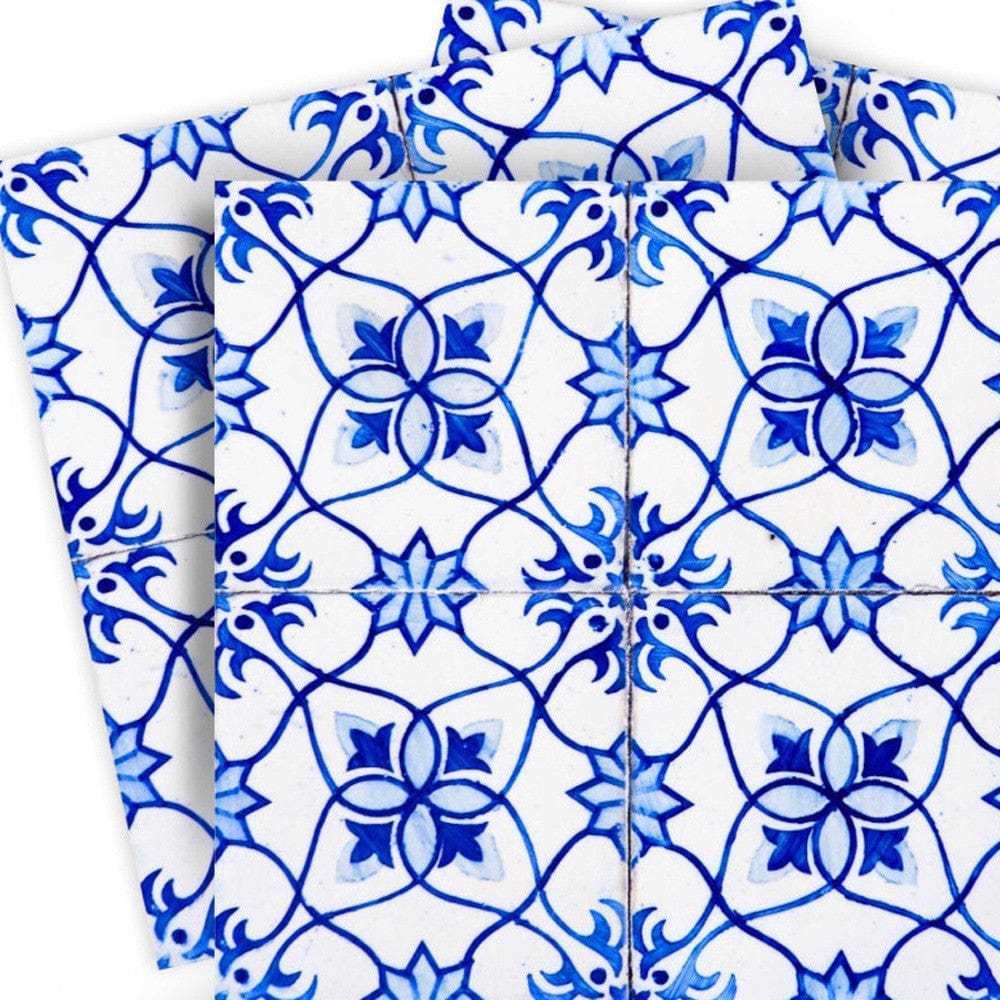 8" X 8" Blue Micro Peel And Stick Removable Tiles - Homeroots