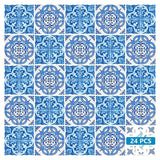 4" X 4" Blue and White Medi Peel And Stick Tiles - Homeroots - Flyclothing LLC