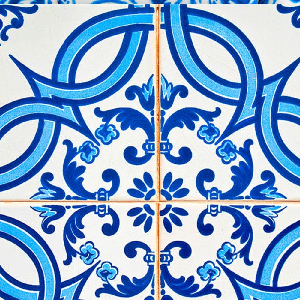 4" X 4" Blue and White Medi Peel And Stick Tiles - Homeroots - Flyclothing LLC