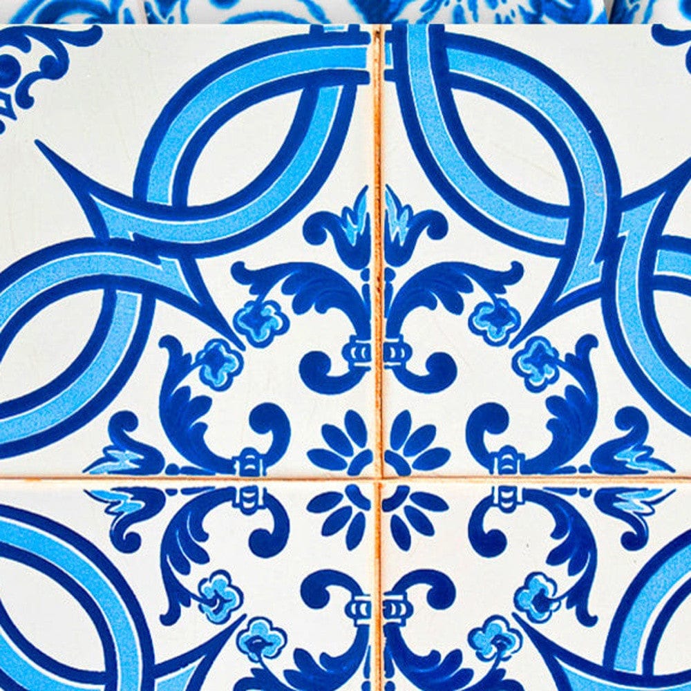 5" X 5" Blue and White Medi Peel And Stick Tiles - Homeroots - Flyclothing LLC