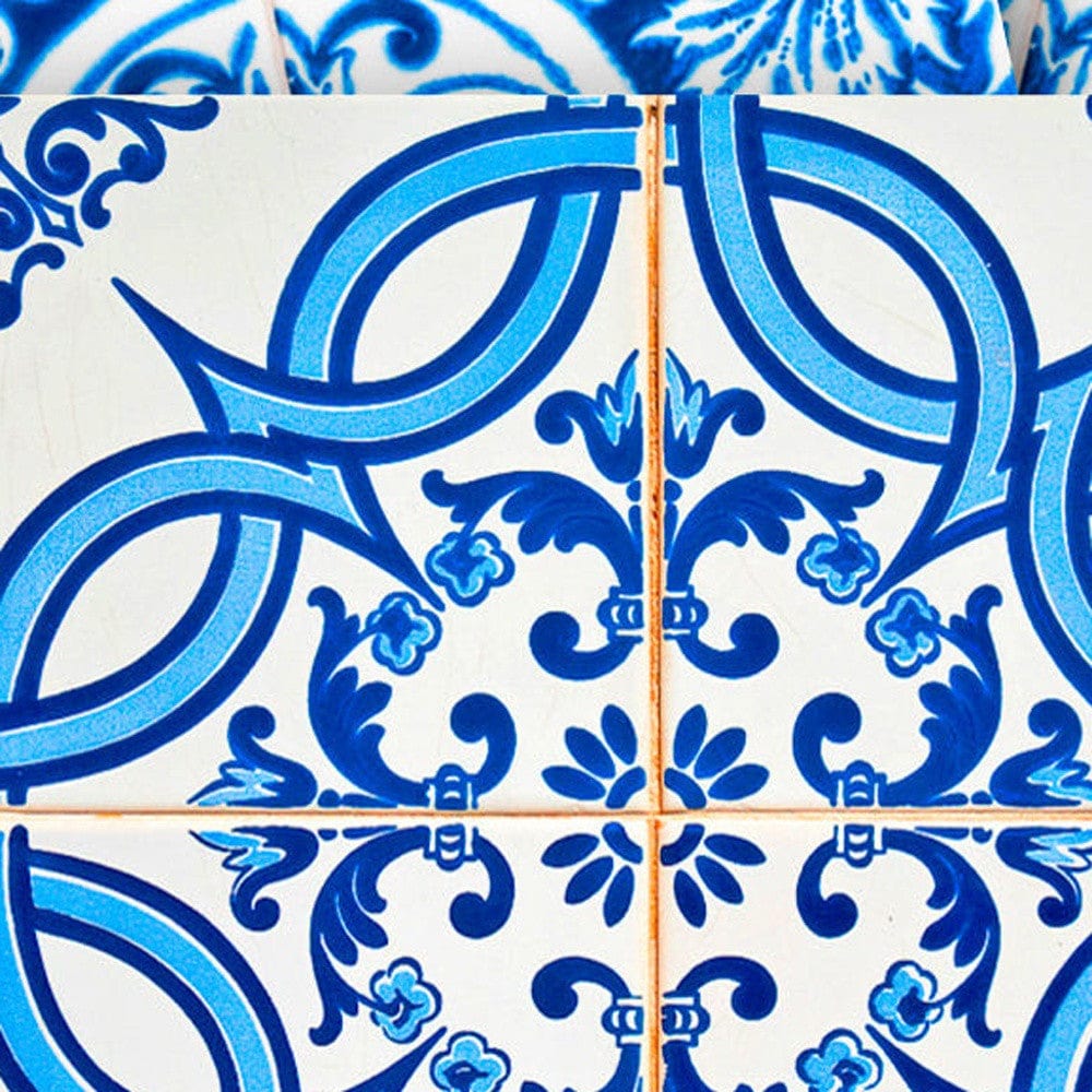 7" X 7" Blue and White Medi Peel And Stick Tiles - Homeroots - Flyclothing LLC
