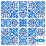 8" X 8" Blue and White Medi Peel And Stick Tiles - Homeroots - Flyclothing LLC