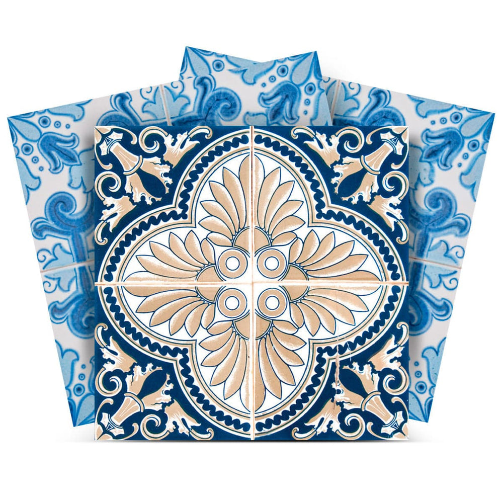 8" X 8" Blue Taupe Tobi Peel And Stick Tiles - Homeroots - Flyclothing LLC