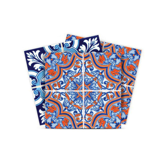 8" X 8" Prima Blue Peel And Stick Removable Tiles - Homeroots