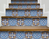 8" X 8" Blue White Golden Peel and Stick Tiles - Homeroots - Flyclothing LLC