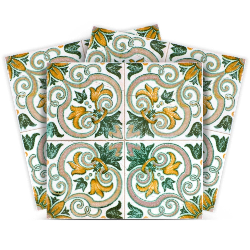 7" X 7" Green Yellow Melo Peel and Stick Tiles - Homeroots - Flyclothing LLC