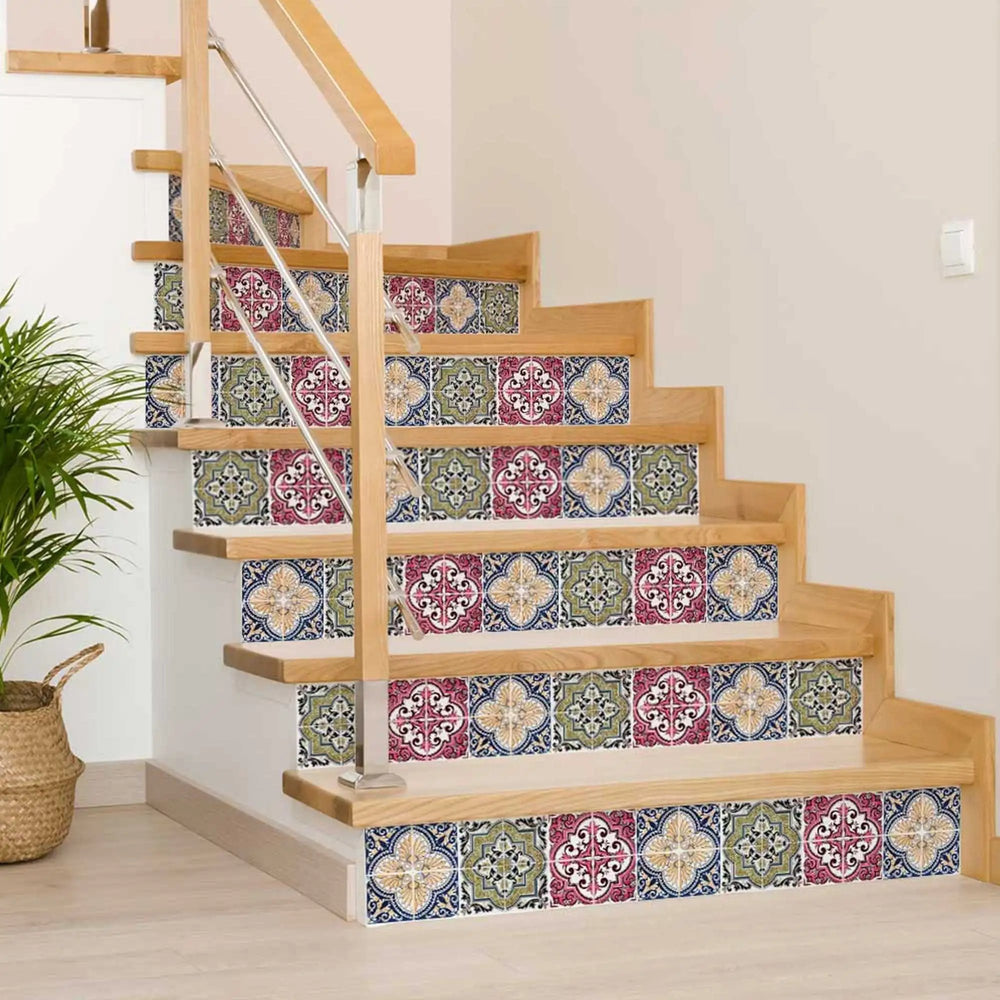 8" X 8" Vintage Multi Removable Peel and Stick Tiles - Homeroots - Flyclothing LLC