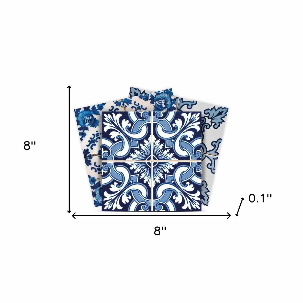 8" X 8" Blue Multi Mosaic Peel and Stick Tiles - Homeroots - Flyclothing LLC