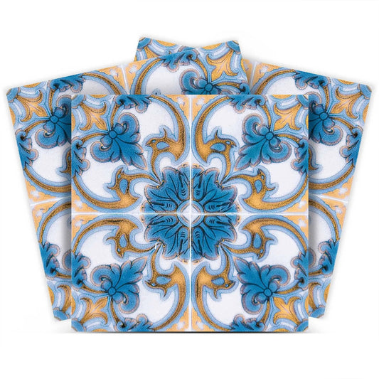 7" X 7" Teal Taupe Sia Removable Peel and Stick Tiles - Homeroots